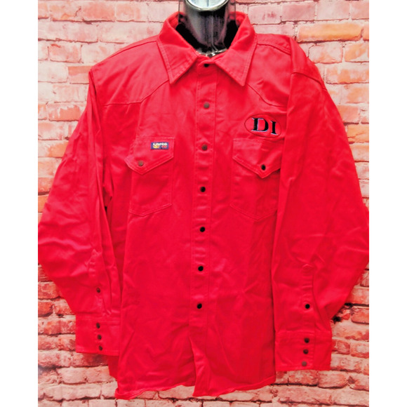 LAPCO FR Shirt Men 2XL Red Flame-Resistant Long Sleeve Double Pocket Snap Button - Picture 1 of 6